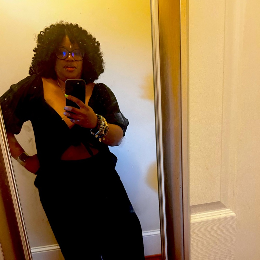 Black tie front jumpsuit from ASOS